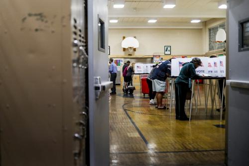 People vote in the 2024 U.S. presidential election on Election Day at Pasteur Elementary School in Detroit, Michigan, U.S., November 5, 2024.