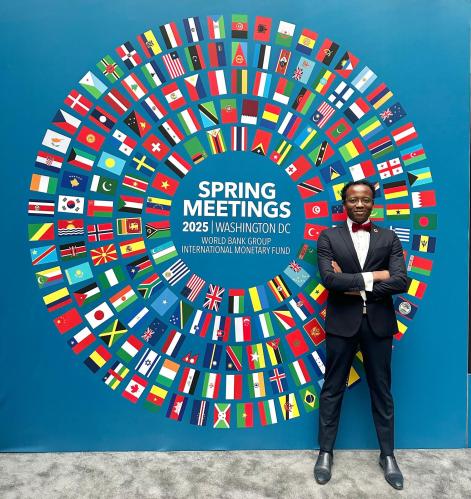 Brookings Senior Fellow Landry Signé, host of Foresight Africa podcast, at the World Bank/IMF Spring Meetings in Washington